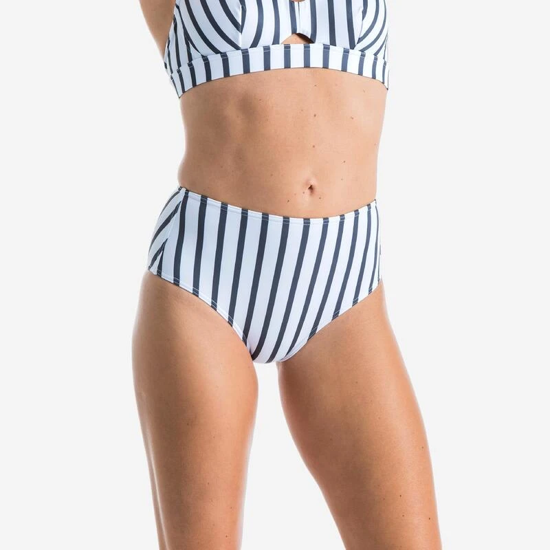 Bas De Maillot De Bain De Surf Femme Taille Haute ROMI MARIN BLANC GRIS FONCE 1 Bas De Maillot De Bain De Surf Femme Taille Haute ROMI MARIN BLANC GRIS FONCE