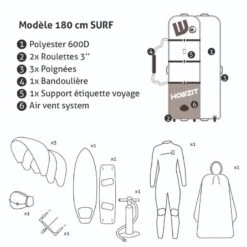 BOARDBAG KITESURF A ROULETTE 180 Cm -Surf Soldes Magasin boardbag kitesurf a roulette 180 cm 2