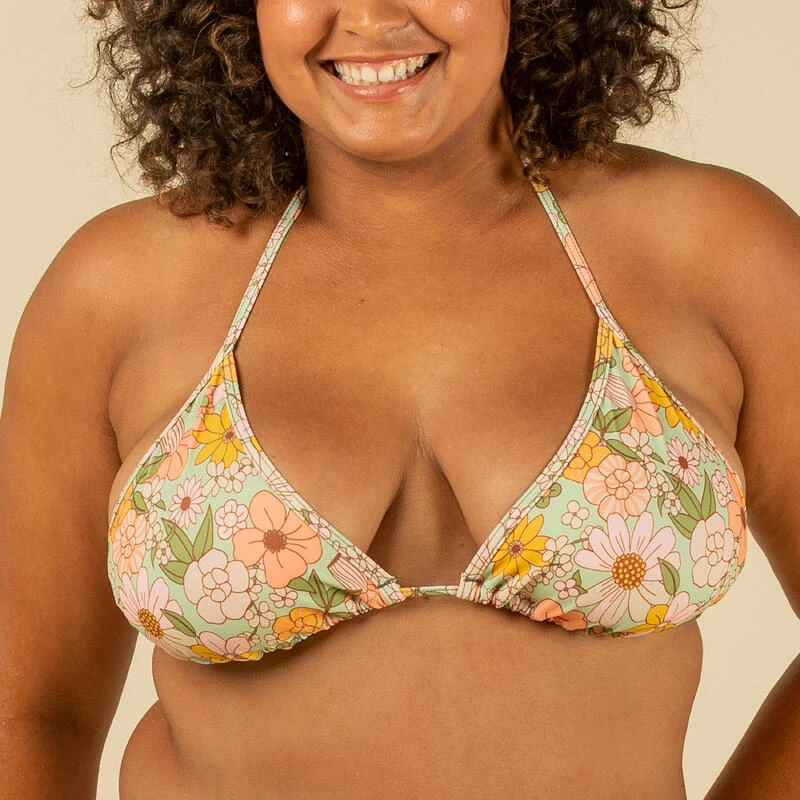 HAUT DE MAILLOT DE BAIN FEMME TRIANGLE COULISSANT AVEC COQUES VINTAGE 4 HAUT DE MAILLOT DE BAIN FEMME TRIANGLE COULISSANT AVEC COQUES VINTAGE – Image 4