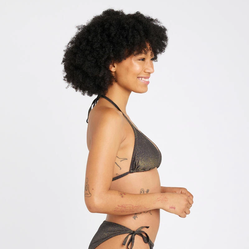 Haut De Maillot De Bain Triangle Femme - Mae Noir Pailleté 2 Haut De Maillot De Bain Triangle Femme - Mae Noir Pailleté – Image 2