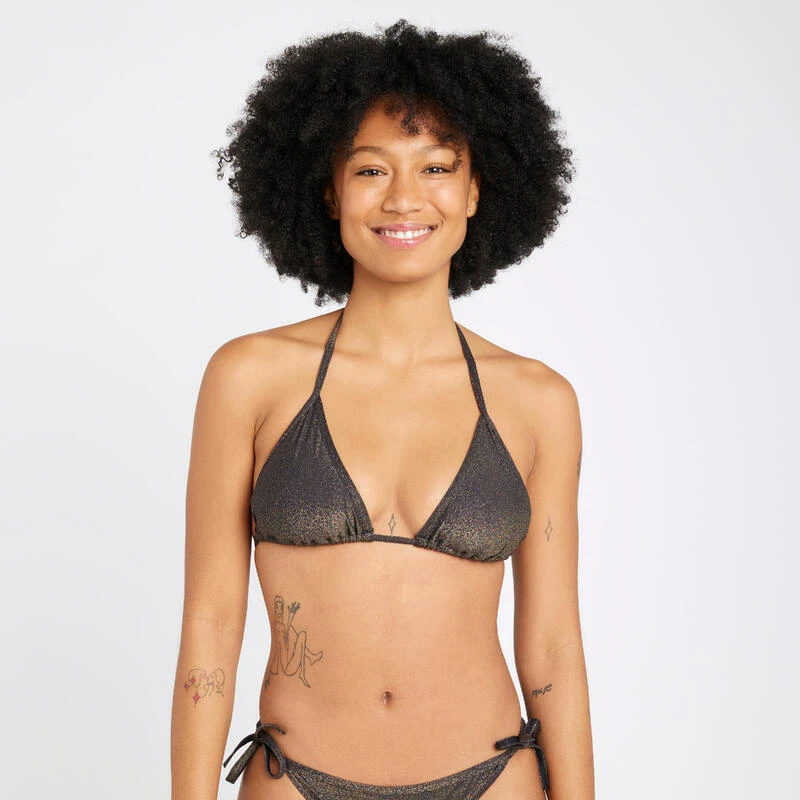 Haut De Maillot De Bain Triangle Femme - Mae Noir Pailleté 1 Haut De Maillot De Bain Triangle Femme - Mae Noir Pailleté