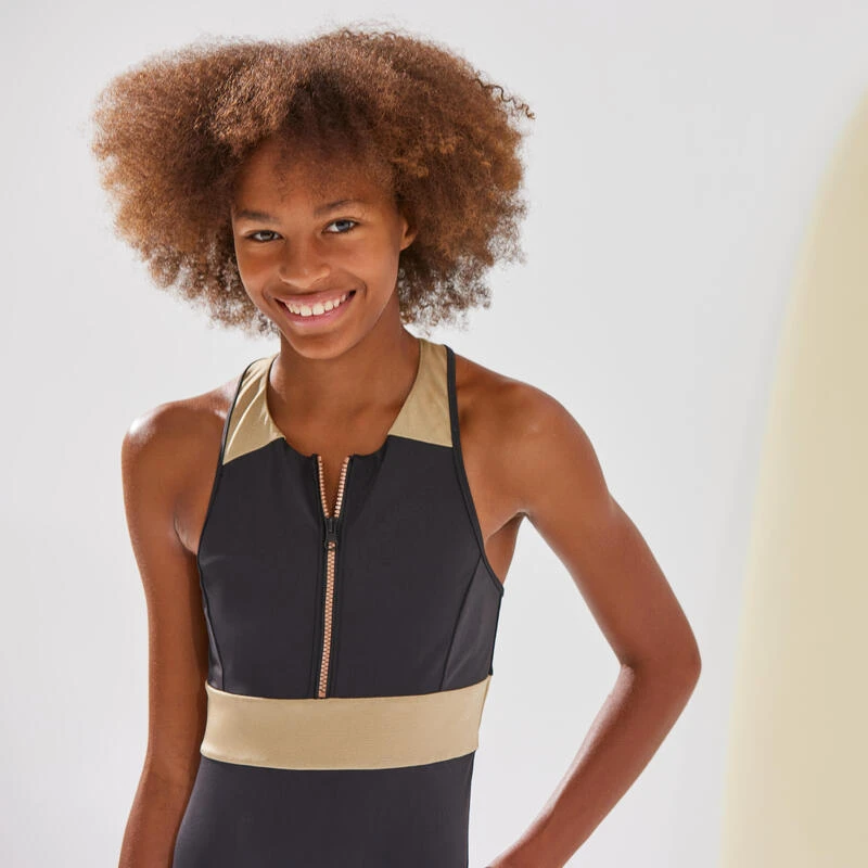 MAILLOT DE BAIN 1 PIECE CALYSTA FILLE 900 NOIR OR 3 MAILLOT DE BAIN 1 PIECE CALYSTA FILLE 900 NOIR OR – Image 3