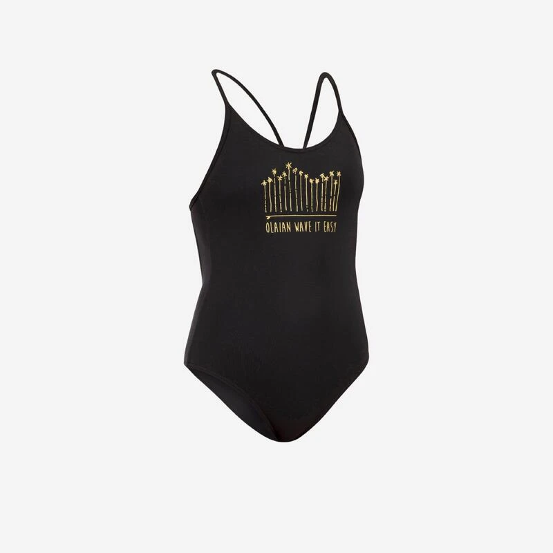 MAILLOT DE BAIN 1 PIECE FILLE 100 NOIR 1 MAILLOT DE BAIN 1 PIECE FILLE 100 NOIR