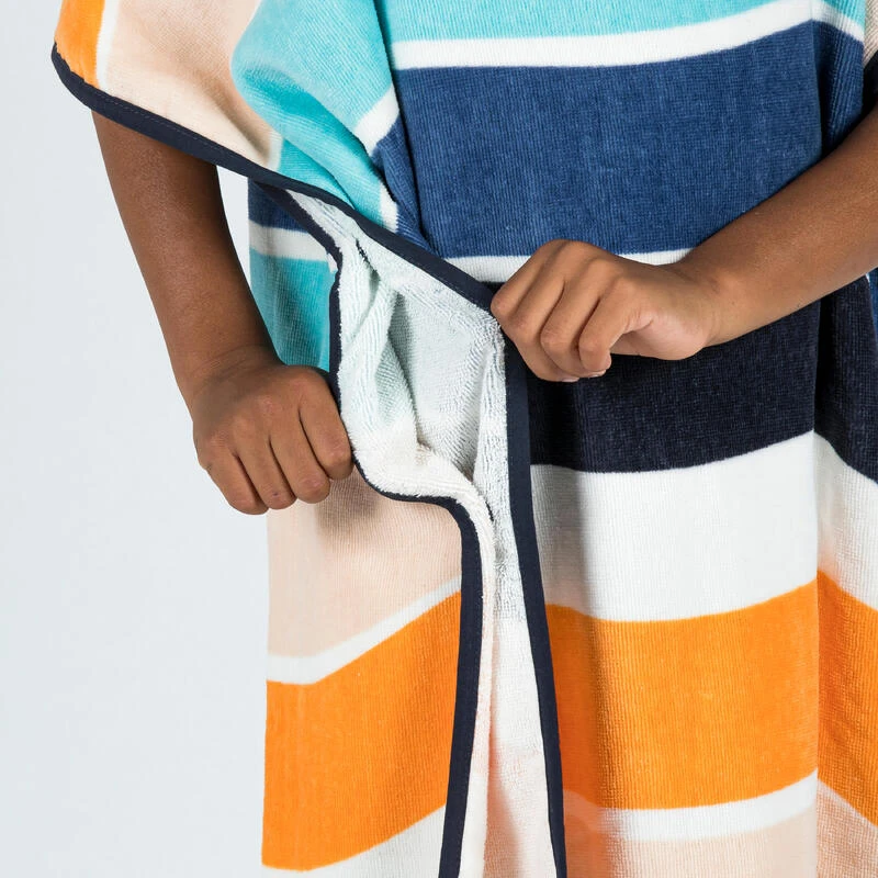 Poncho Surf Enfant 110 à 135 Cm - 500 Wavy Orange Bleu 3 Poncho Surf Enfant 110 à 135 Cm - 500 Wavy Orange Bleu – Image 3