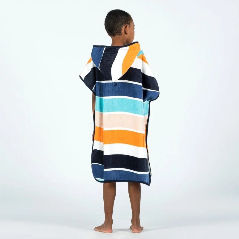 Poncho Surf Enfant 110 à 135 Cm - 500 Wavy Orange Bleu 5 Poncho Surf Enfant 110 à 135 Cm - 500 Wavy Orange Bleu – Image 5