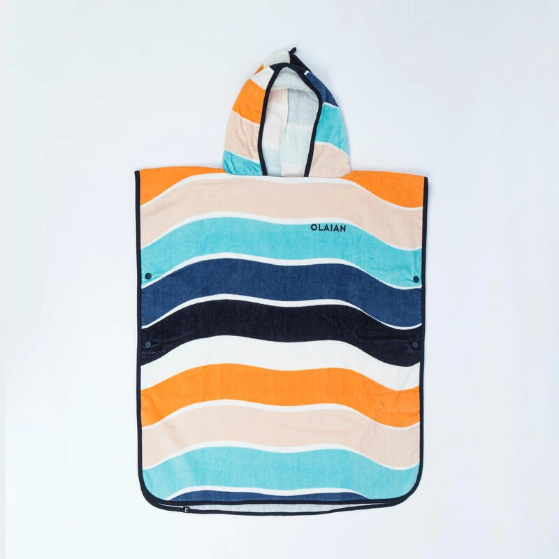 Poncho Surf Enfant 110 à 135 Cm - 500 Wavy Orange Bleu 6 Poncho Surf Enfant 110 à 135 Cm - 500 Wavy Orange Bleu – Image 6